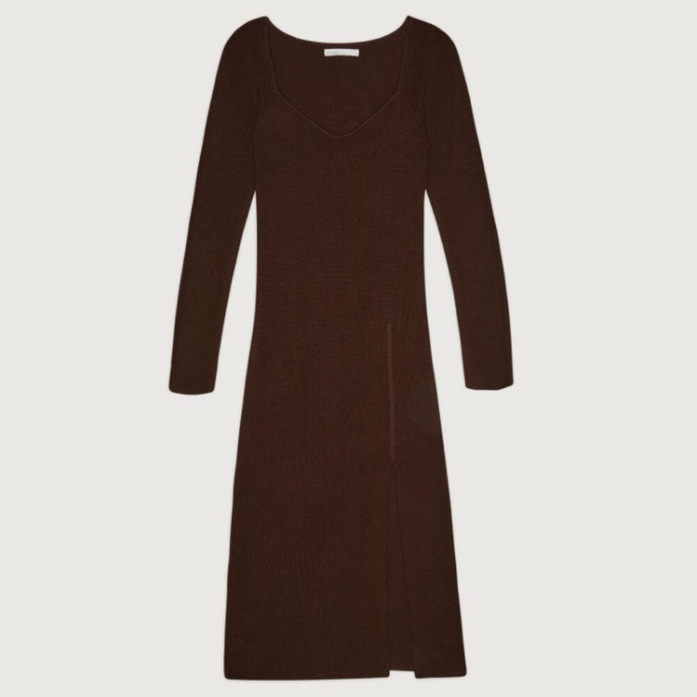 Oak + Fort Sweetheart Neck Dress‎ French Roast Medium